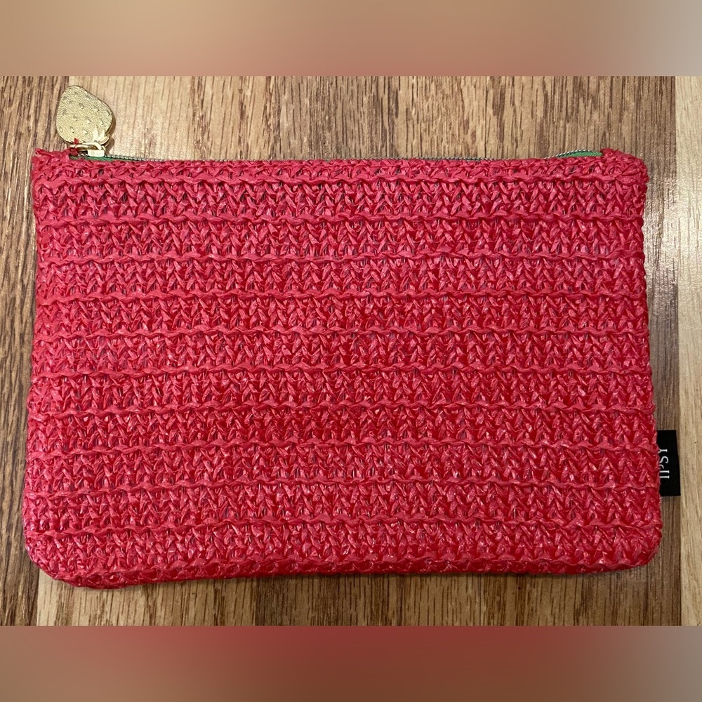ipsy Vibrant Red Woven Cosmetic Bag